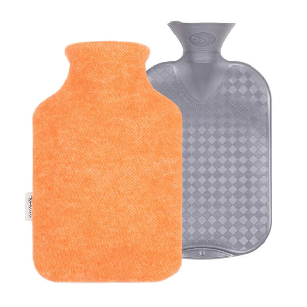 2.0L Orange Hot Water Bottle with 100% Wool Cover